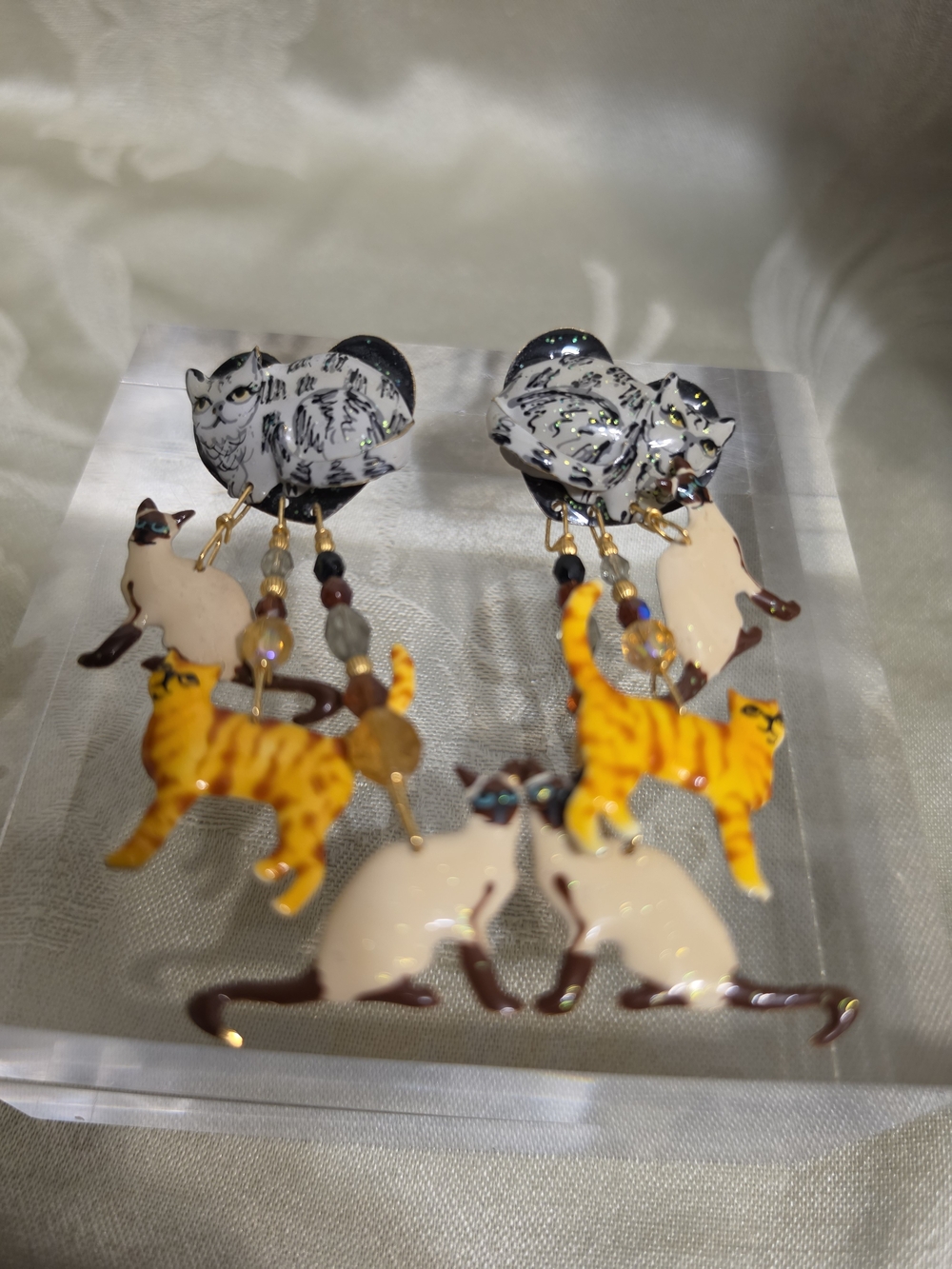 #1332 Vintage RETIRED Lunch At The Ritz Earrings With Swarovski Crystal